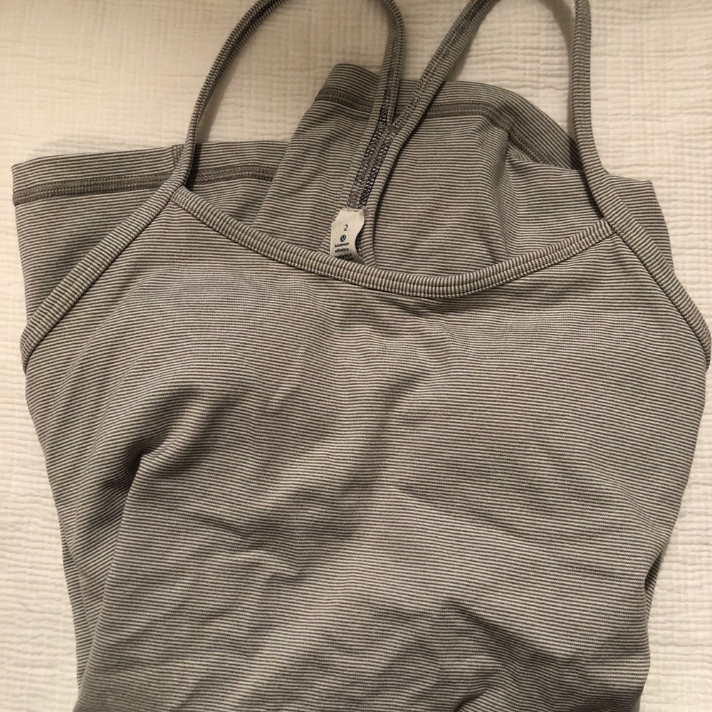 Lululemon grey and white striped tank